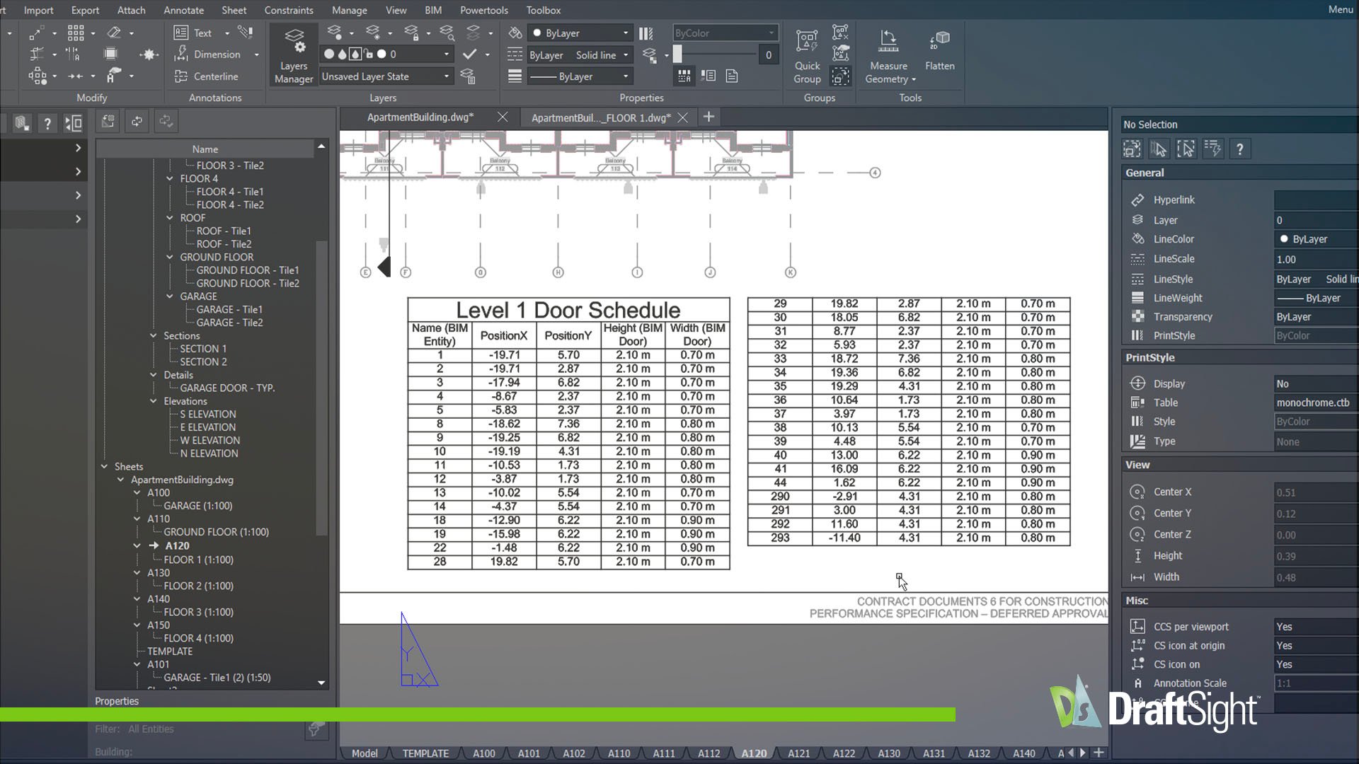 DraftSight BIM- žiniaraščiai