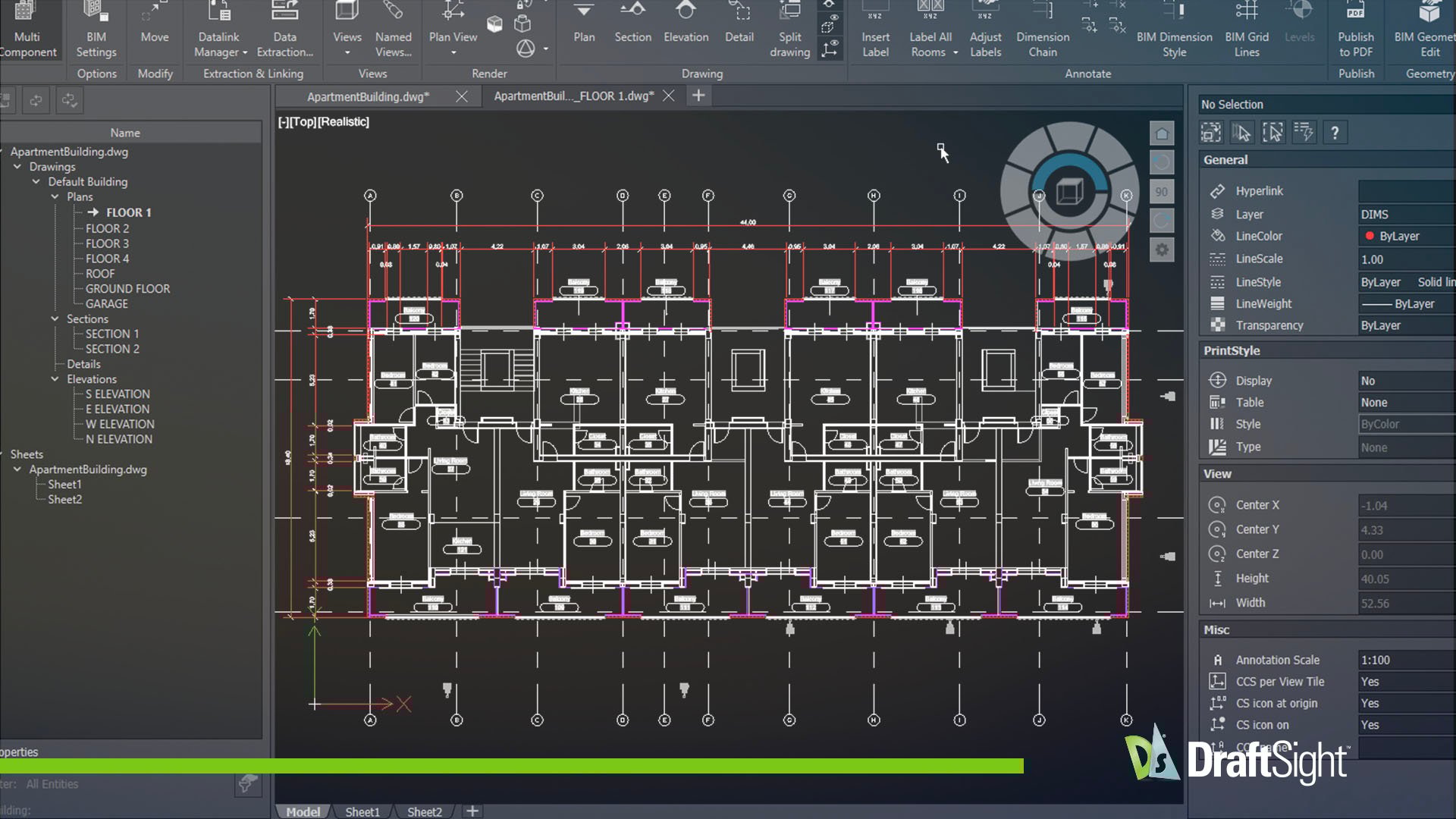 DraftSight BIM-Dinaminis dokumentavimas
