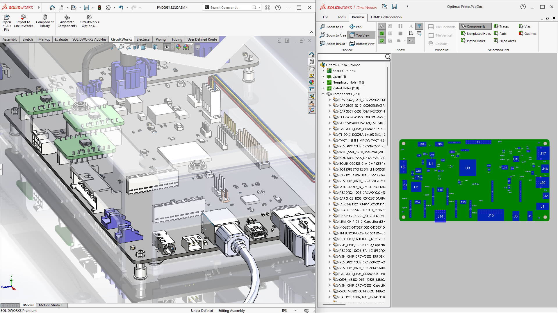 CircuitWorks-PCB-integracija su SOLIDWORKS ir PDM